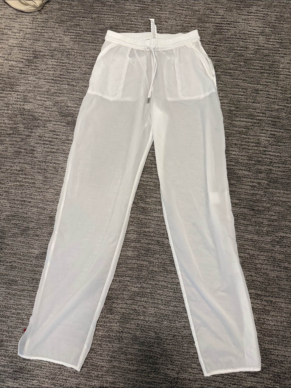 ALO Yoga White Sheer Drawstring Pants